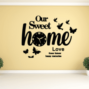 “Our Sweet Home” Decorative Wall Clock with Butterfly Design