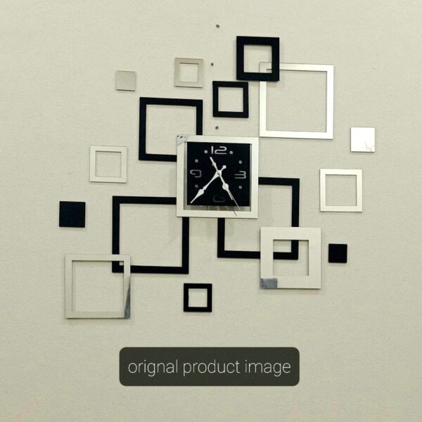 Modern Geometric Wall Clock with 3D Square Design - Image 2